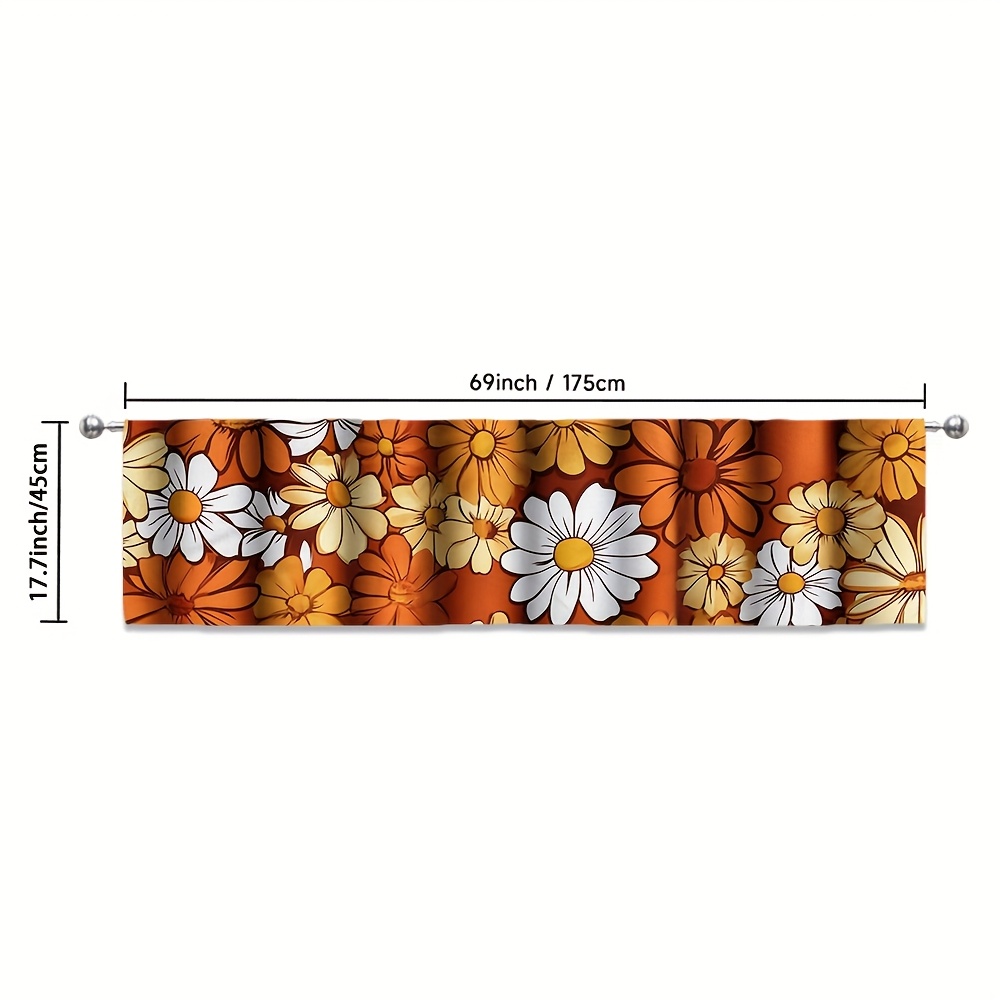 TEMU 1pc, 70s Retro Floral Short Curtain, 100% Polyester (without Rod), Coffee Shop Room Bedroom Holiday Curtain Short Curtain Decoration Supplies