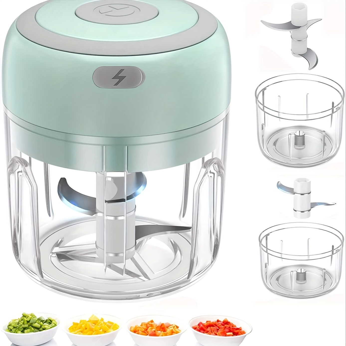 electric mini food chopper rechargeable small food processor suitable for garlic fruit puree onions herbs vegetables ginger fruit blender holiday gift Product details 0