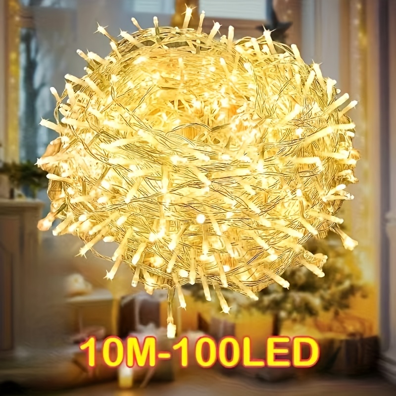 TEMU 100 luces navideñas de Noche Estrellada con de batería, luz constante con parpadeante, luces decorativas para árbol de Navidad, jardín, fiestas