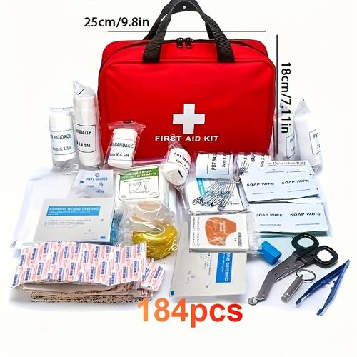 184pcs first aid kit multi purpose emergency supplies portable bag suitable for outdoor hunting hiking camping etc multifunctional first aid kit 30 types 184 components first first aid kit home emergency kit