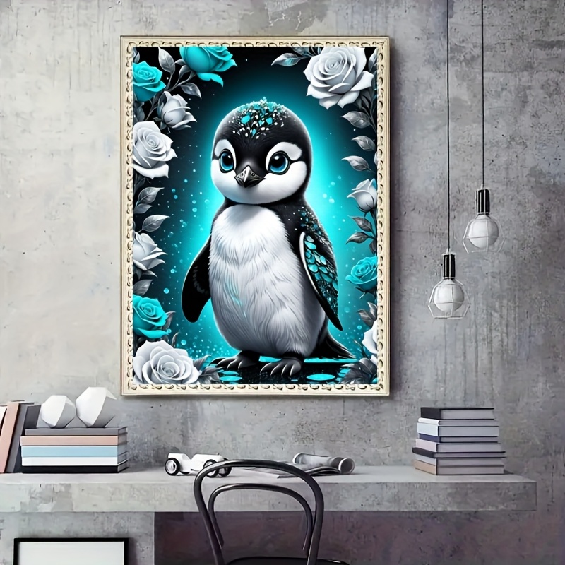 Image of 1pc Penguin, Diy 5d Diamond Painting Kit. Round Diamonds Frameless! Home Office Wall Decor Craft