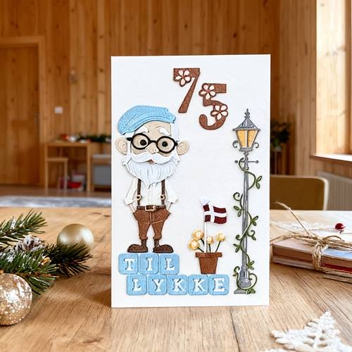 varebillede . gentleman scene metal skærestens, skægget gammel mand med vintage lampestolpe stensæt til scrapbooking retro fødselsdagsinvitation håndlavet papirhåndværk