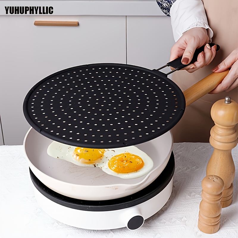 Oil Separator Multi-functional Silicone Oil Baffle Used As A Drain Lid Separator, Grease Protection Catcher, Kitchen Splash Protection Heat Oil Proof Fine Pan Round Cooking Utensils