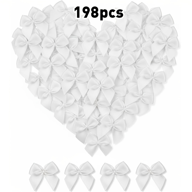 TEMU 198 nœuds miniatures prédénoués en satin de 2,5 cm, petites décorations de nœuds artisanaux, adaptés pour la décoration de mariage, les