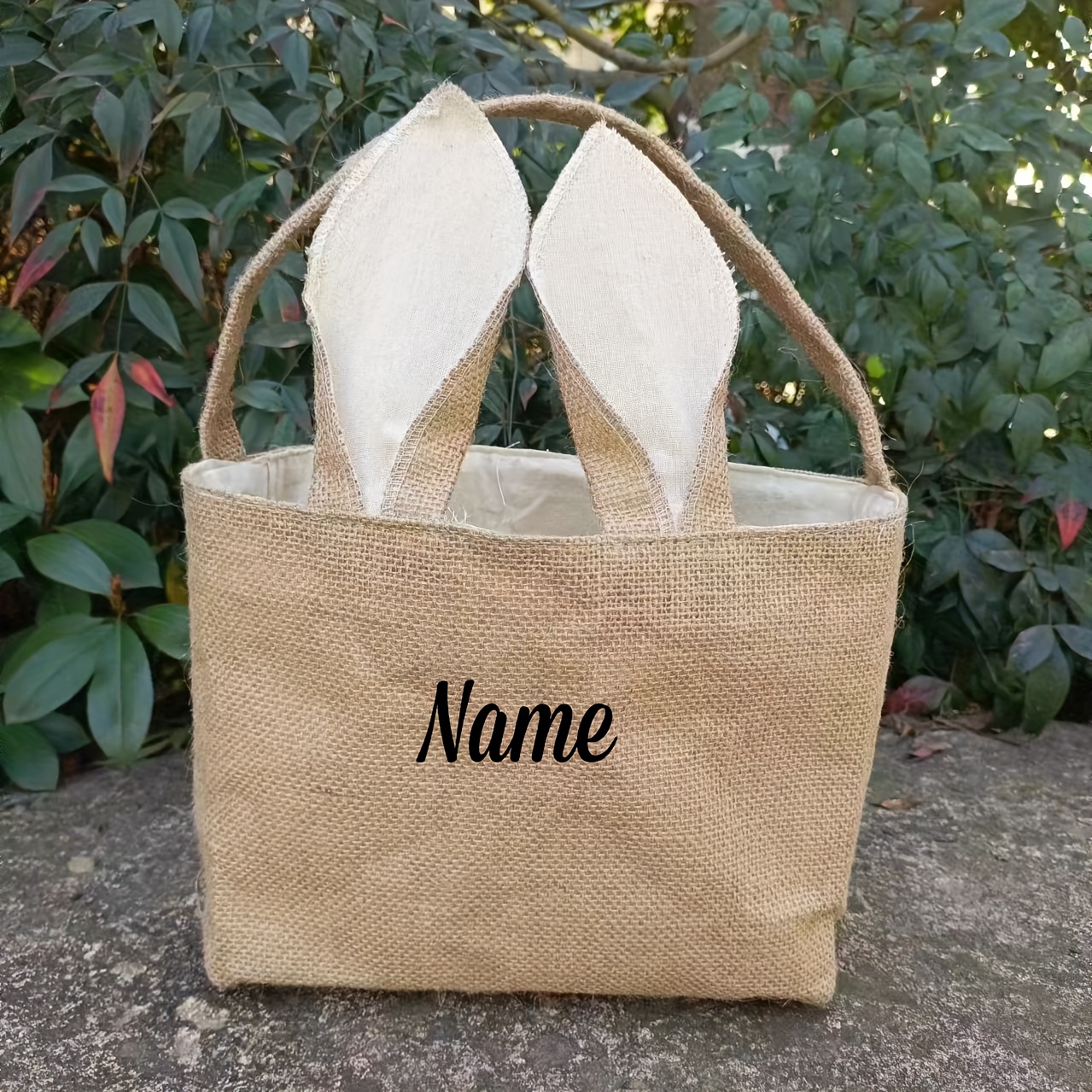 TEMU Gift For Her/him Personalized Bunny Easter Basket, Custom Bunny Baskets With Name, Burlap Bunny Easter Basket