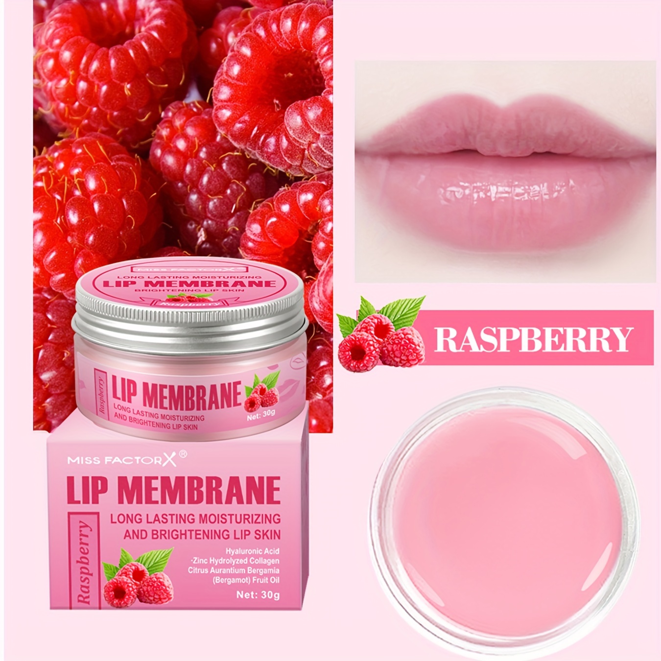 2pcs lip care set raspberry lip scrub 30g deep clean lip balm moisturizing hydrating glossy   lips womens   lip care gift set Product details 1