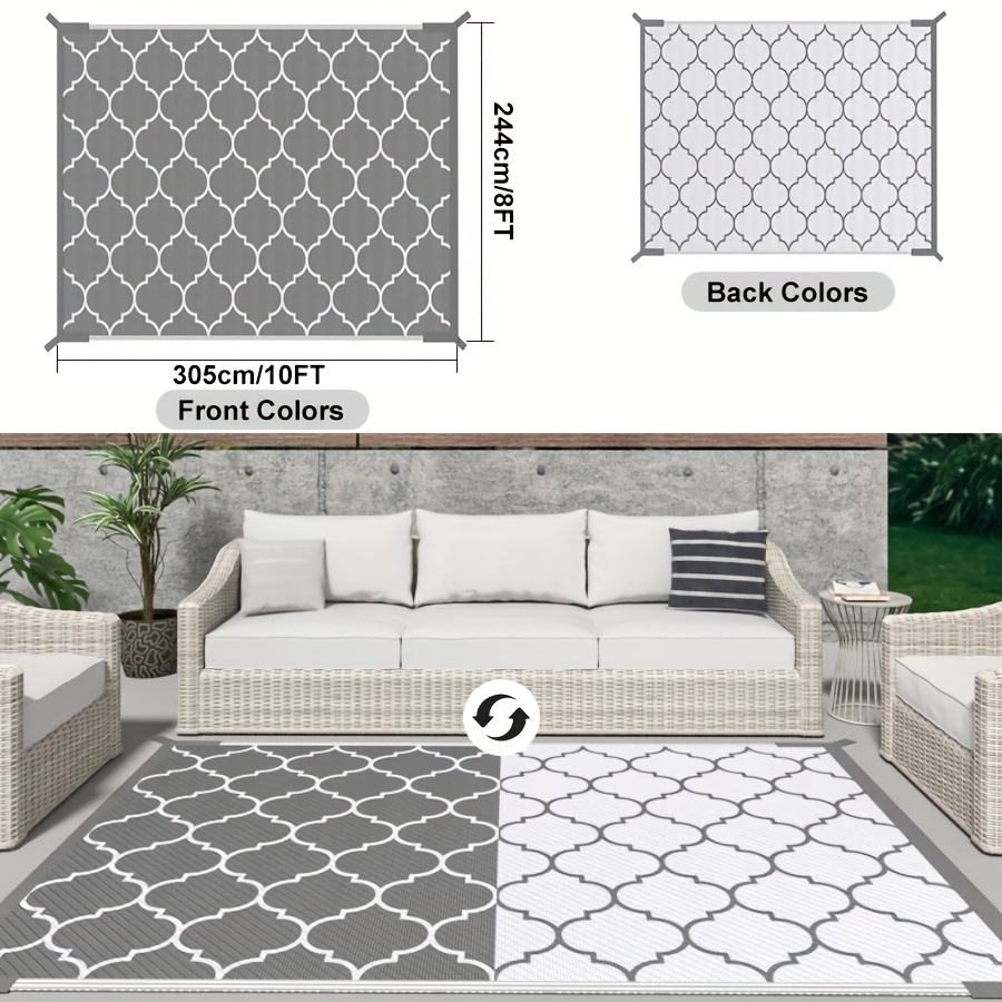 Outdoor Plastic Straw Rug For Patio, Large Reversible Portable Outside Porch Rugs Carpet For Camping Picnic Mat, Rv, Backyard, Balcony, Deck