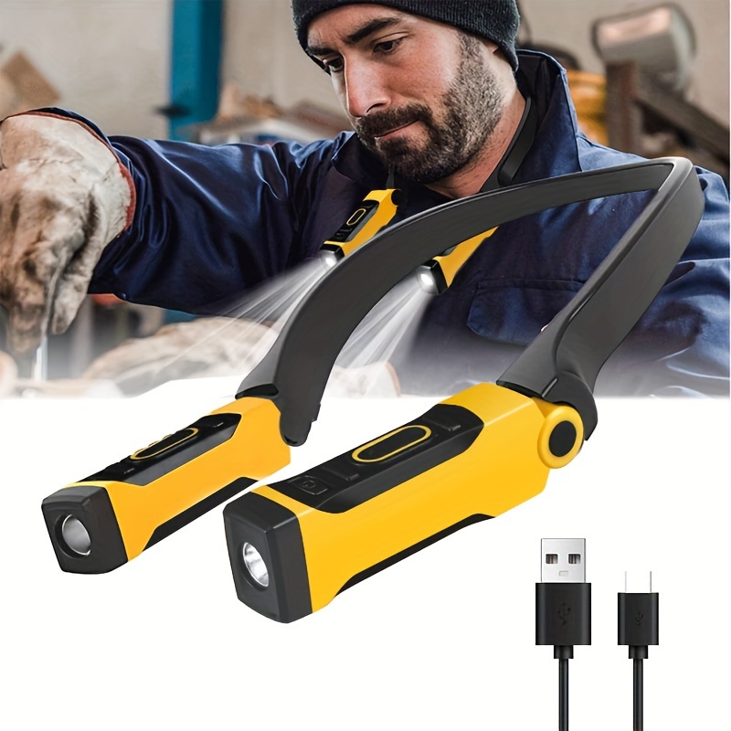 

1pc Bright Neck Light For Hands-free Lighting, Yellow And Black, Multiple Components Flashlight