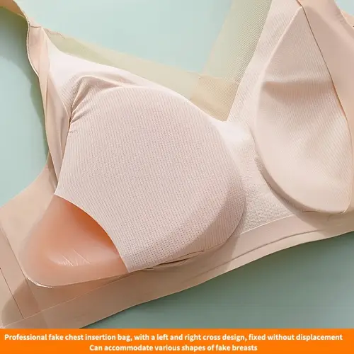 womens mastectomy bra with removable pads adjustable wide straps soft comfortable seamless design double pockets for prosthetics beige post surgery support comfortable undergarment sleek underwear