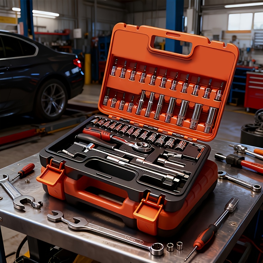 TEMU 899/52pcs Professional Tool Set, Multi-functional Toolbox, Portable Design, For Home And Car Repair, A Tool Set For Diy Enthusiasts And