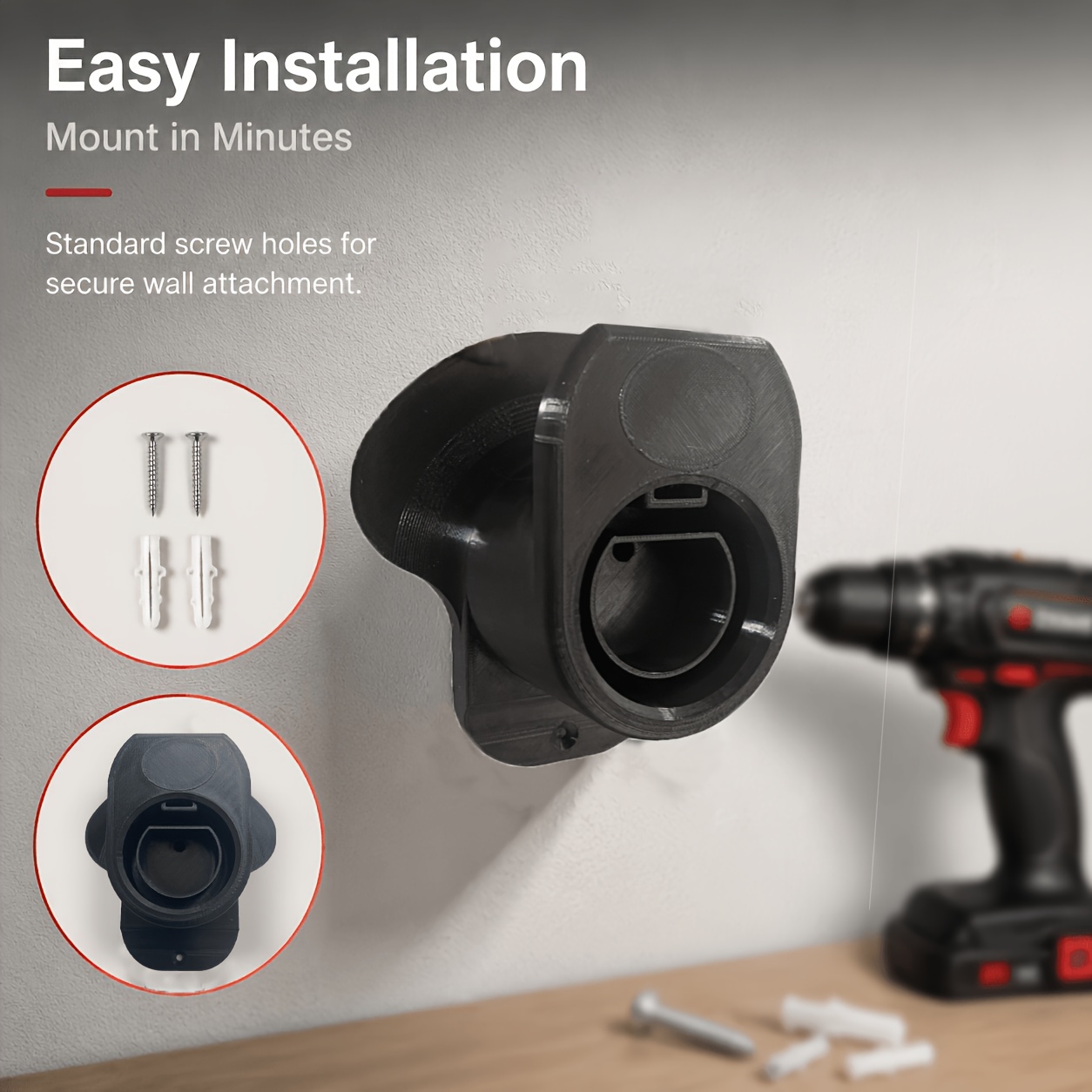 TEMU For Electric Vehicle Charger Wall Mount Bracket Type 2, Durable High-strength Charging Cable Organizer, Easy-to-install Garage Charger Fixing