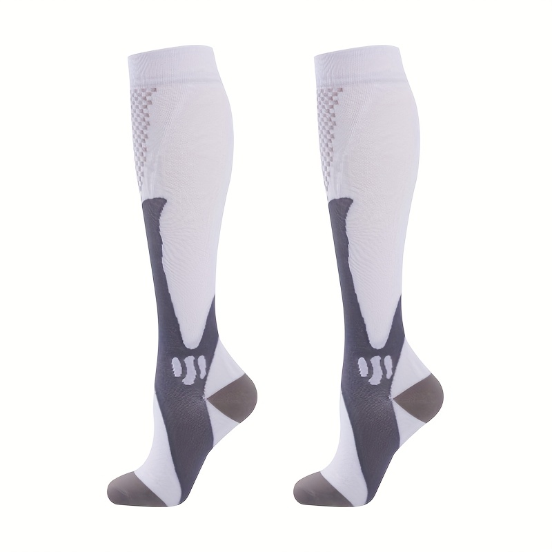 Image of 1 Pair Of Compression Socks Suitable For Indoor And Outdoor Sports Fitness Running Basketball Football Hiking Gymnastics Mountaineering Etc Nylon Polyester Knitted Fabric Gift For Mom