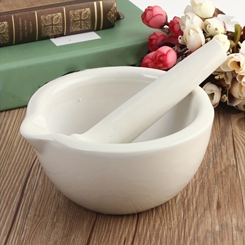 

Ceramic Mortar And Pestle Set - Traditional Chinese Style Kitchen Food Mill - Manual, Non-electric Grinding Tool For Herbs And Spices - 1set