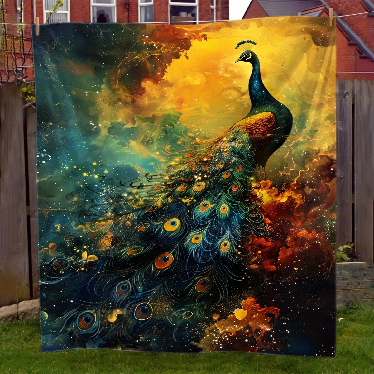 

1pc Gifts Blanket For Animal Fans Aesthetic Luxury Peacock Soft Blanket Flannel Blanket For Couch Sofa Office Bed Camping Travel, Multi-purpose Gift Blanket For All Season