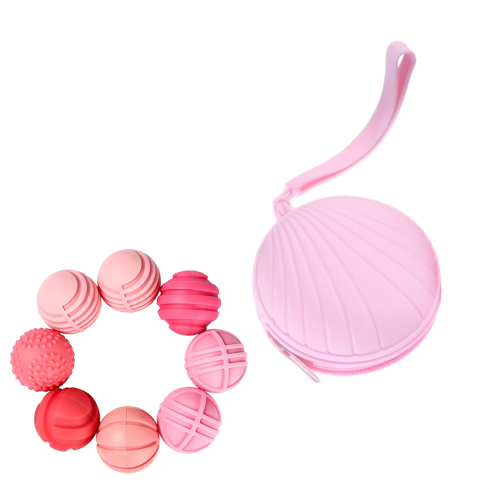 TEMU 8pcs Silicone Magnetic Textured Balls - Silent Sensory Hand Exercise, Soft Tactile Design With Portable Storage Bag, Ideal For Travel, Office,