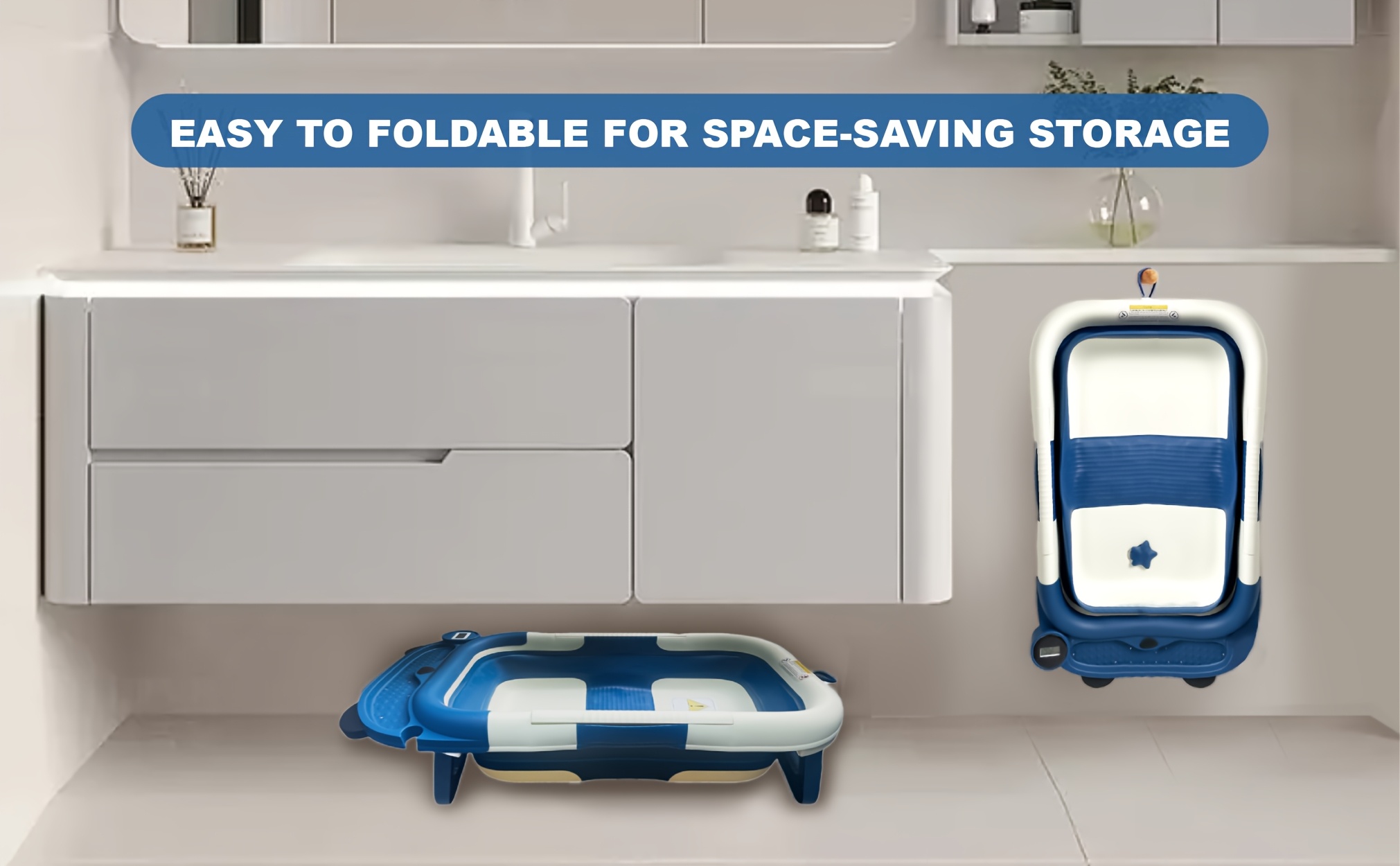 Collapsible Baby Bathtub for Newborn,Portable Travel Bathtub with Drain Hole