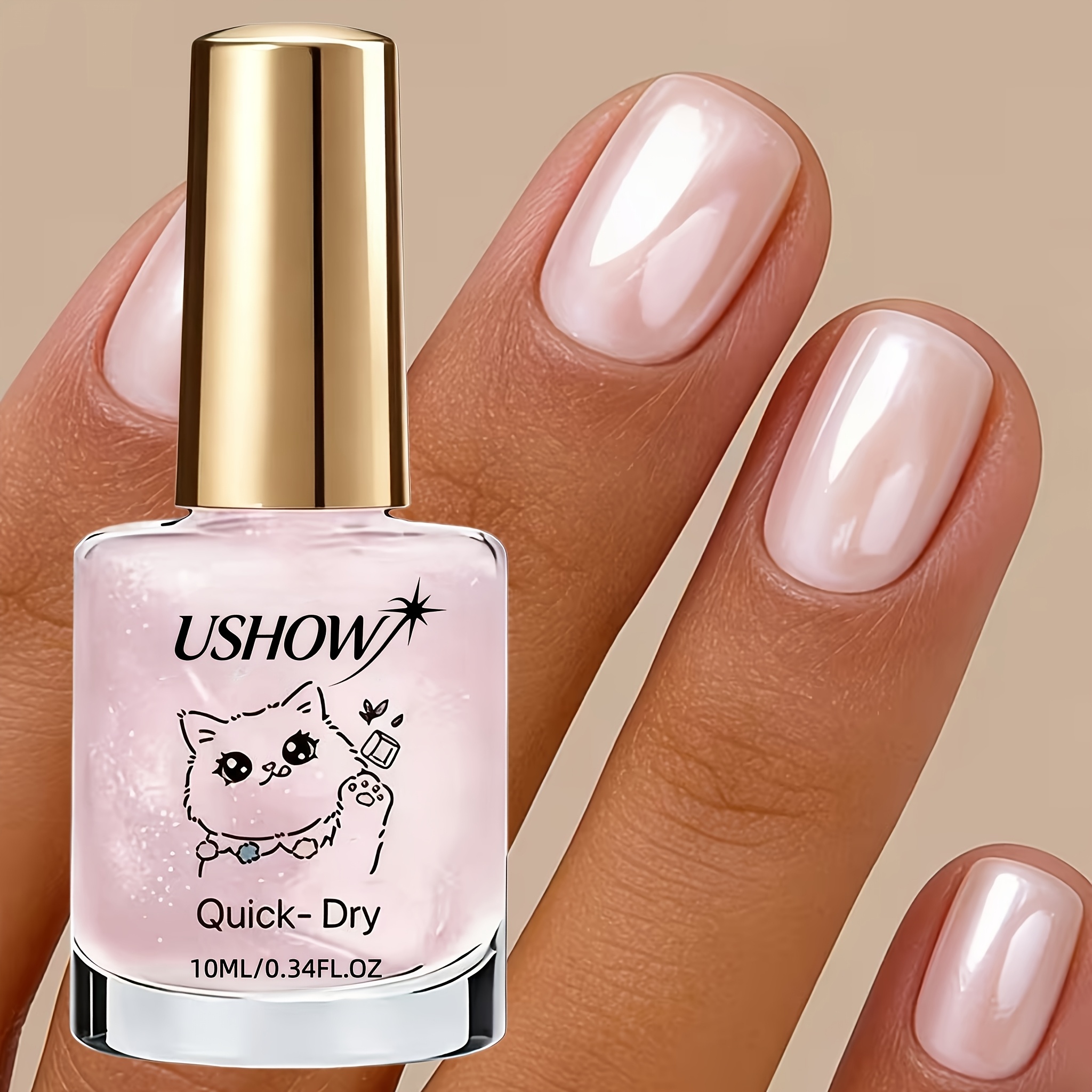 Image of Quick-dry Pink Mother-of- Strengthener Oil Suitable For Weak & Soft Nails - No Lamp Required, Pearlescent Formula For Instant, Suitable For Busy Professionals, - Care For Hands & Fingernails