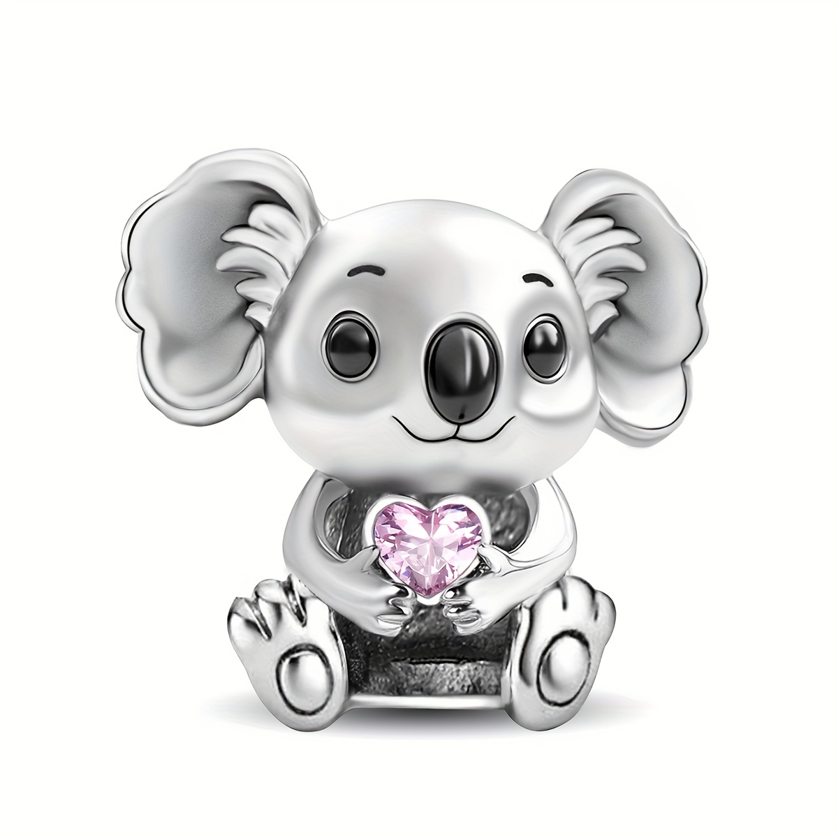 E-shop 1 Stück Niedliche Koala-Design Perlen, 925 Silberbeschichtete DIY-Perlen für Armbänder oder Halsketten, Schmuckzubehör – Geschenkidee zum