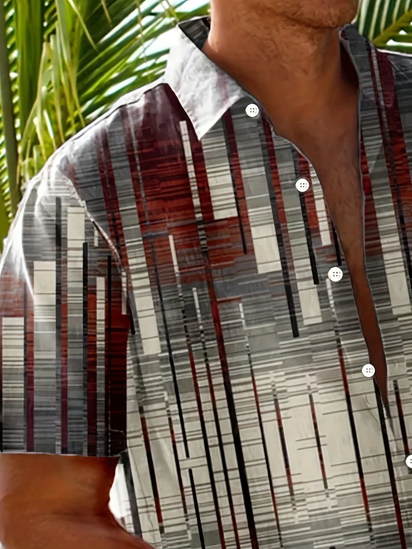 *'S Vintage Shirt Button-Up Formal Casual Shirt with Button Pockets,  Non-Stretch Fabric for Beach, Office, Parties Retro Gradient Colors (Red/