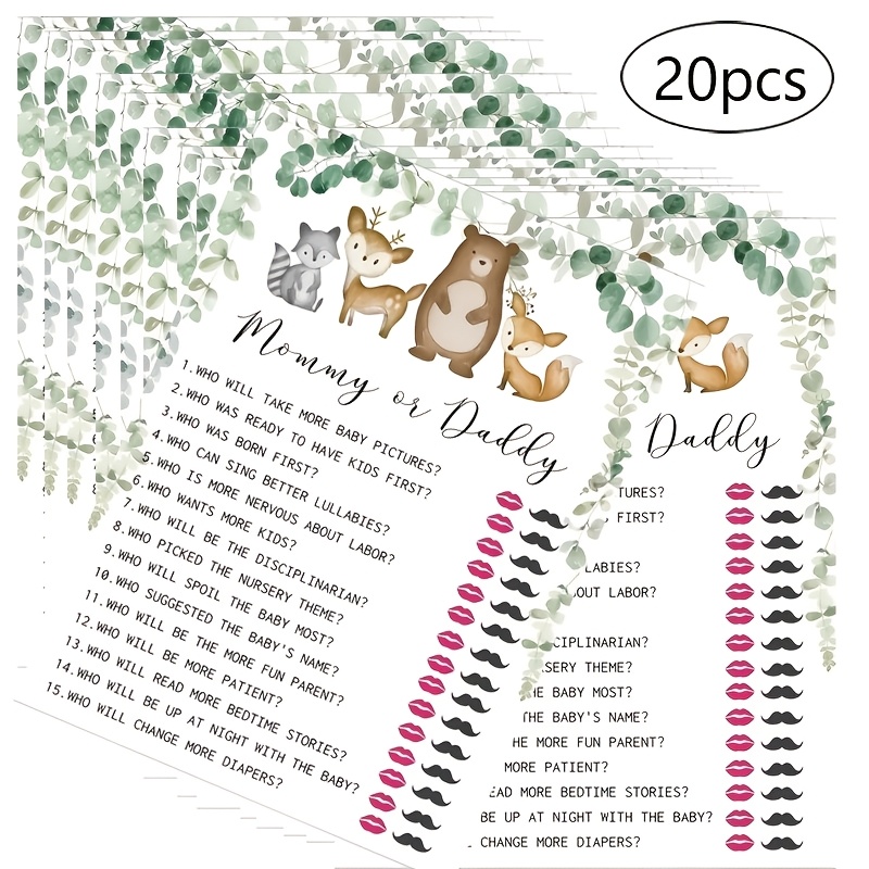 

20pcs "mommy Or Daddy " Game Cards With Animal Illustrations, Fun & Interactive Activity, , Semi- , English Language