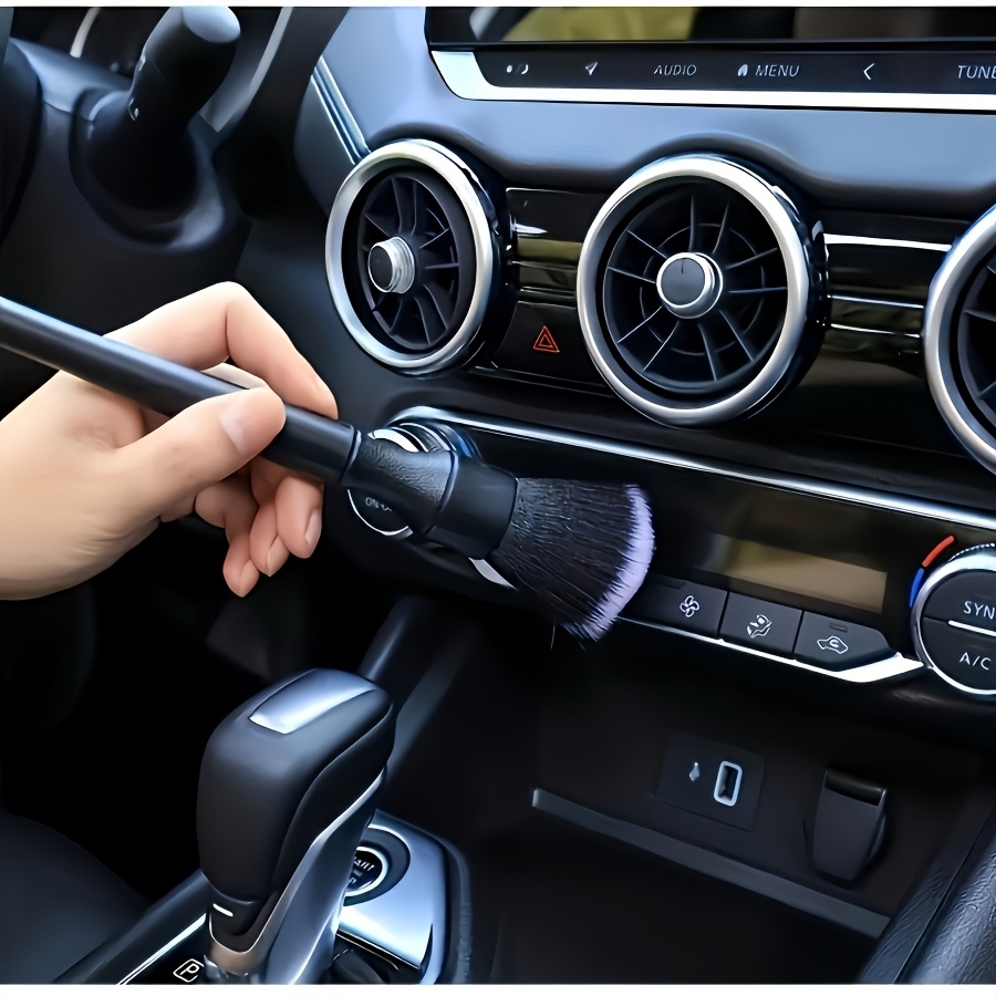 1pc Soft Bristle Auto Interior Cleaning Brush Black, Practical Dust Sweeper for Car Dashboard Vents Interior Gap Deep Cleaning