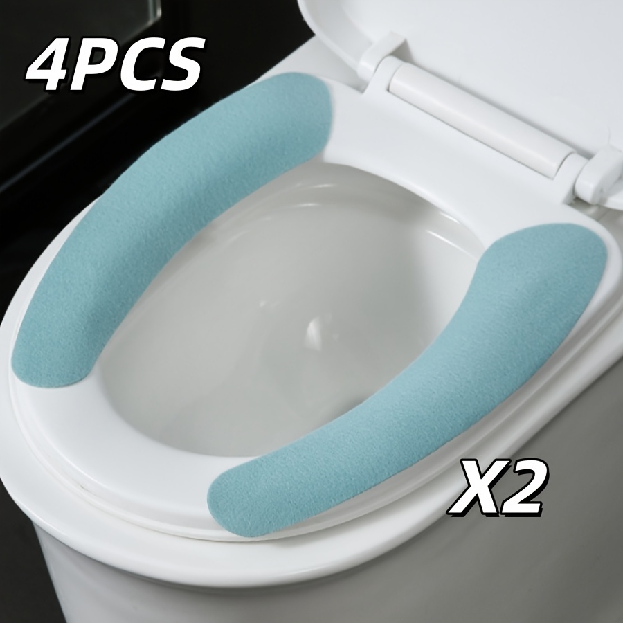 TEMU Lot de 4 housses de siège de toilette adhésives, housse de toilette d'été légère, housse de toilette auto-adhésive lavable