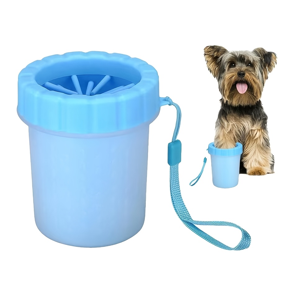 

Portable Dog Paw Cleaner Cup With Lanyard - Easy-to-use, Non-electric Thermoplastic Rubber Foot Washer For , Blue, Paw Cleaner For Dogs