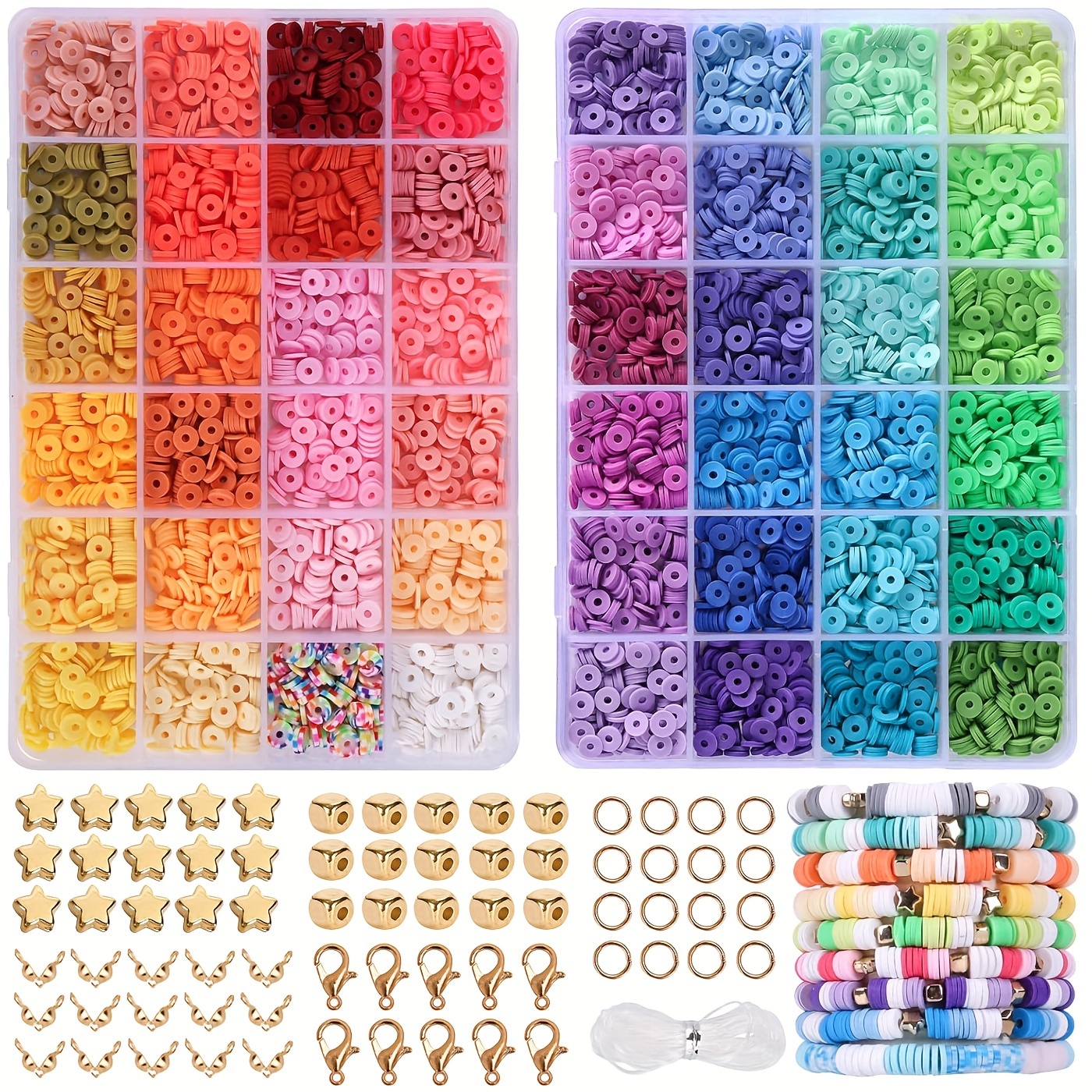 

Superlele 4800pcs Bracelet Kit, Halloween And Christmas Gifts, Bracelet Kit, 48 Round And Bracelet Accessories, For Jewelry , Bracelets, Necklaces, , Anklets, Keychains, .