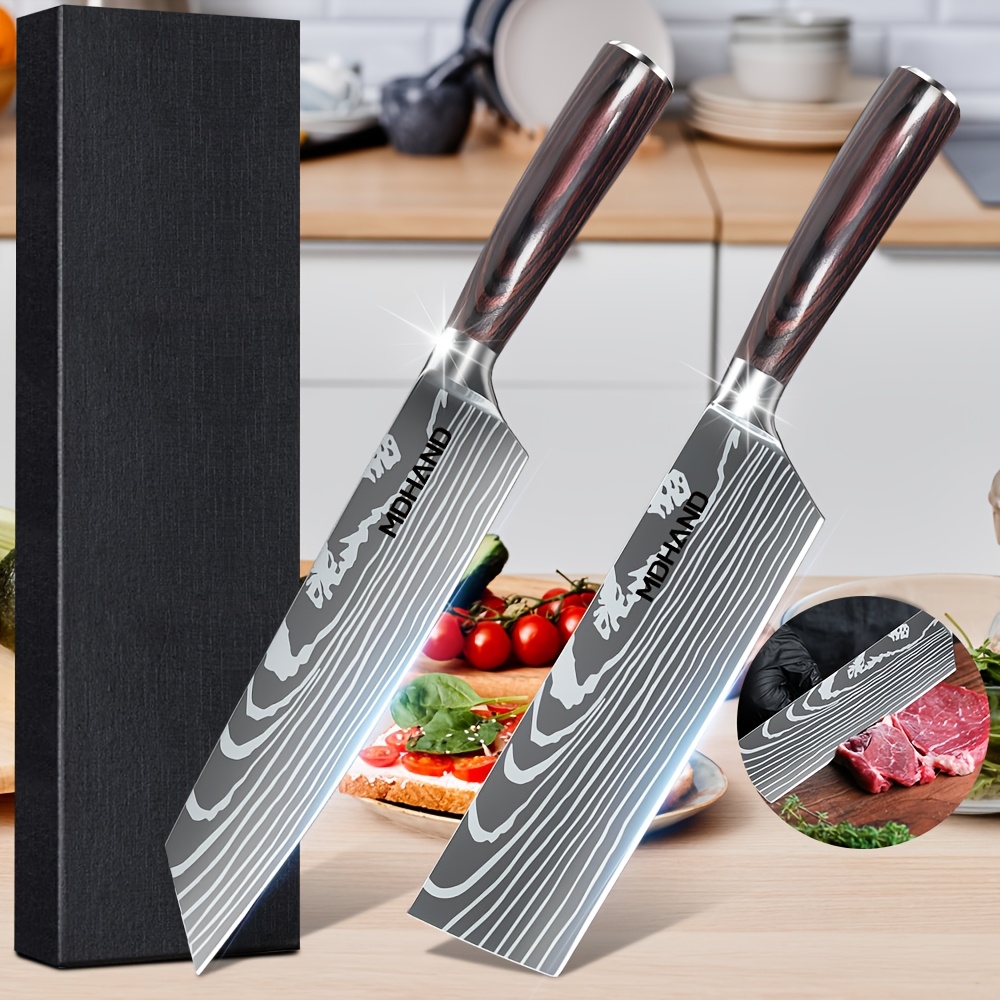 TEMU 2pcs Knife Set, 7.5 "kitchen Knife And 7" Cutting Knife, Upgraded Hand Stainless Steel Kitchen Knife, Kitchen Knife, Slicing Knife, Kitchen