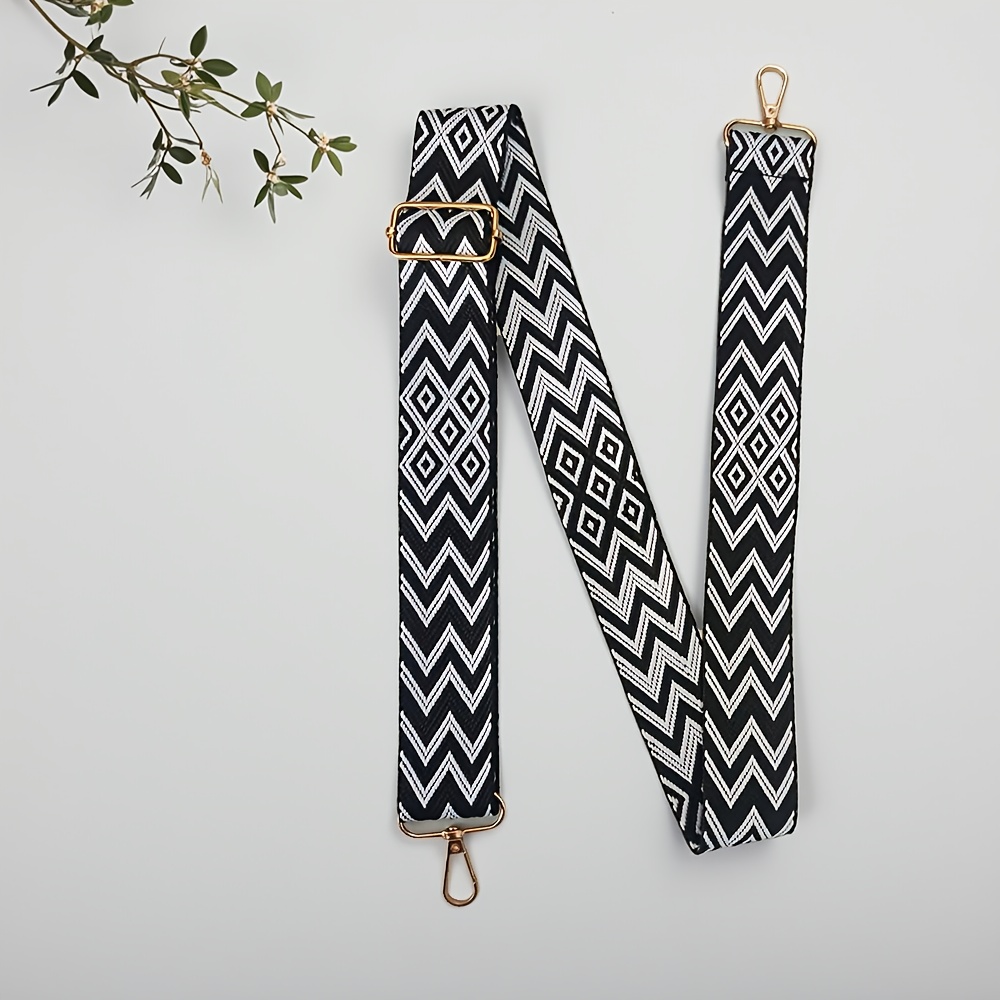 Geometric Pattern Wide Shoulder Strap Adjustable And Replaceable Shoulder Strap Golden Metal , Unisex Suitable For Travel Crossbody Bags, Bag Additions
