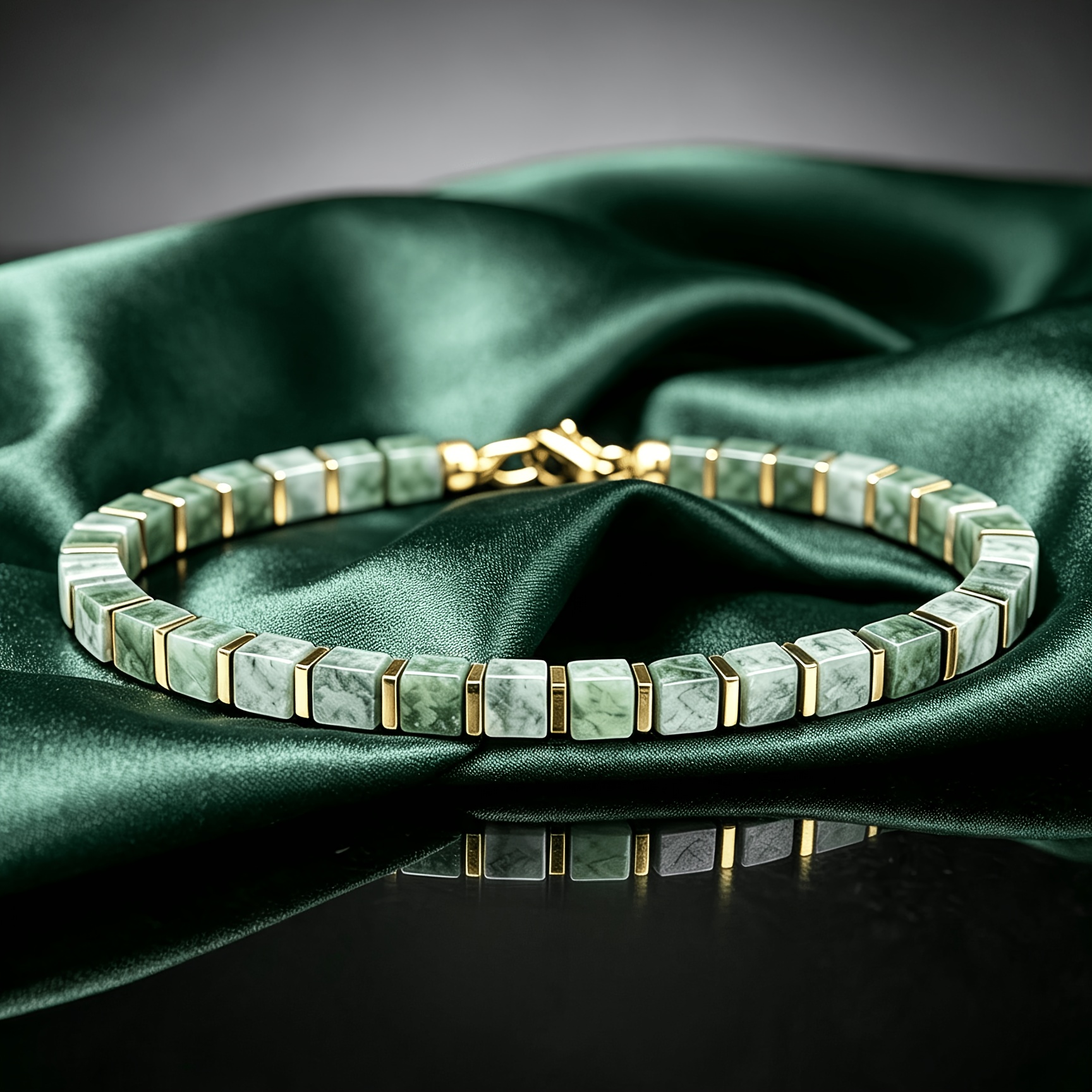 TEMU 1pc Oriental Square Bead Bracelet, Symbolizing Wealth And , Handmade, Natural Stone, Skin-friendly, Suitable For Daily Wear