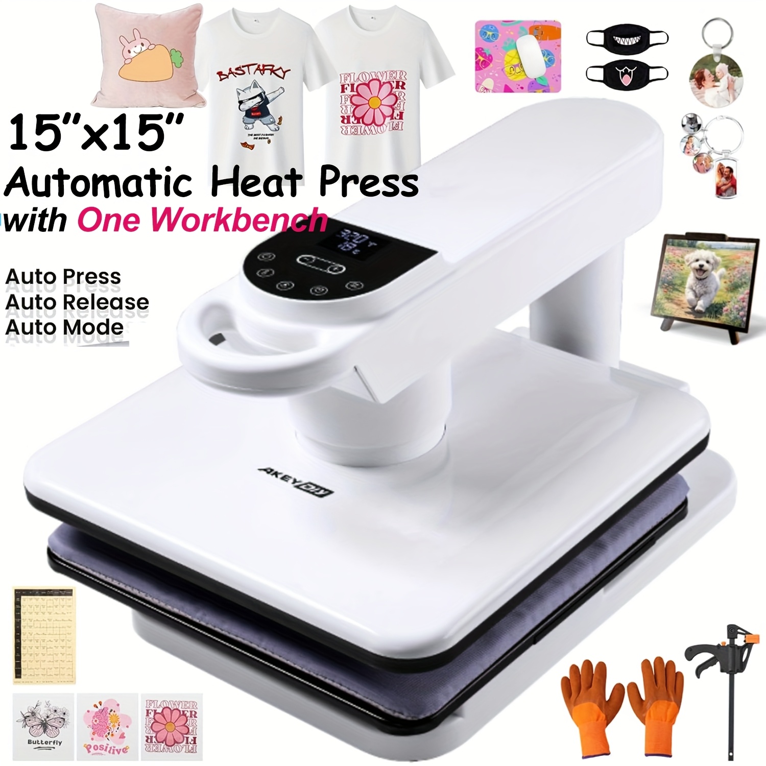 TEMU 15x15" Car Heat Press Machine For T-shirts, Large Heat Transfer Machine For T-shirts, 360° Heat Press With , Fast