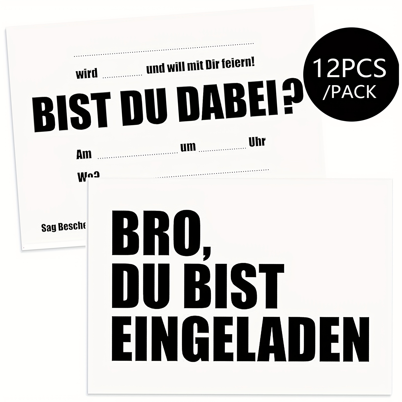12 X Birthday Invitations Bro, Casual Invitation Cards For Birthday Party