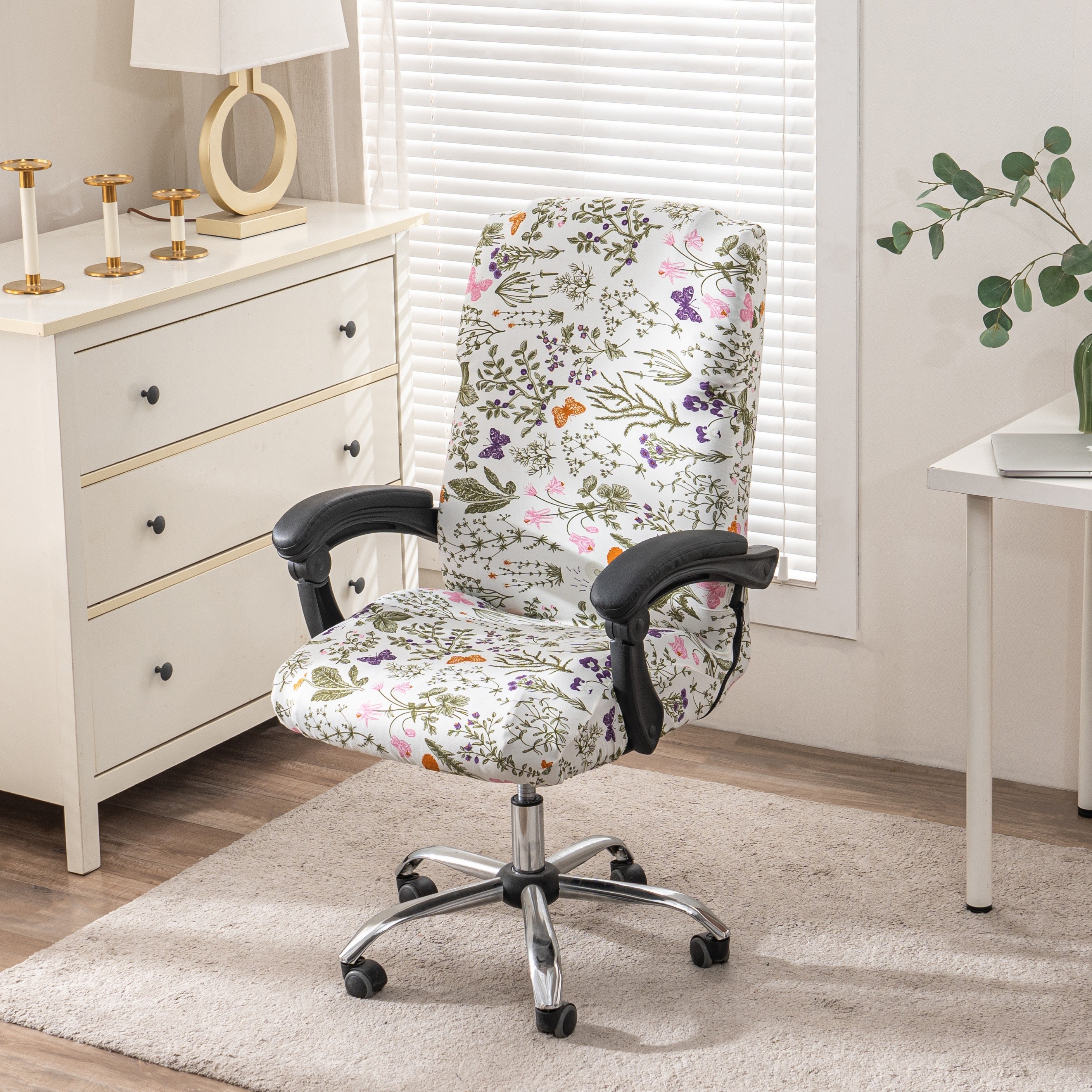 

1pc Stretch Printed Chair Covers, Universal Desk Rotating Chair Slipcovers, Removable Washable Spandex Chair Protector Cover With Zipper