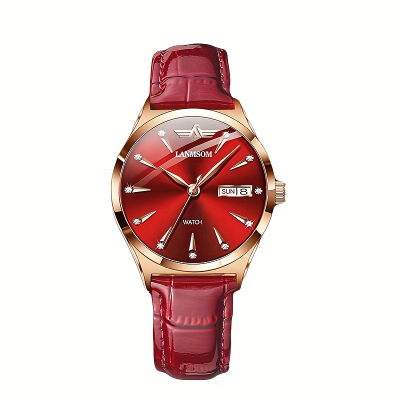 1 Nieuwe Stijlvolle en Casual PU-leren Trendy, Elegante, Verfijnde, Simpele en Veelzijdige Zakelijke Dameshorloge met Quartz. Toont Weekdag, Datum en is een Ideale Cadeaukeuze voor Verjaardagen, Feestdagen, Jubilea, of als Cadeau voor Jezelf, Familie, Geliefden of Vrienden