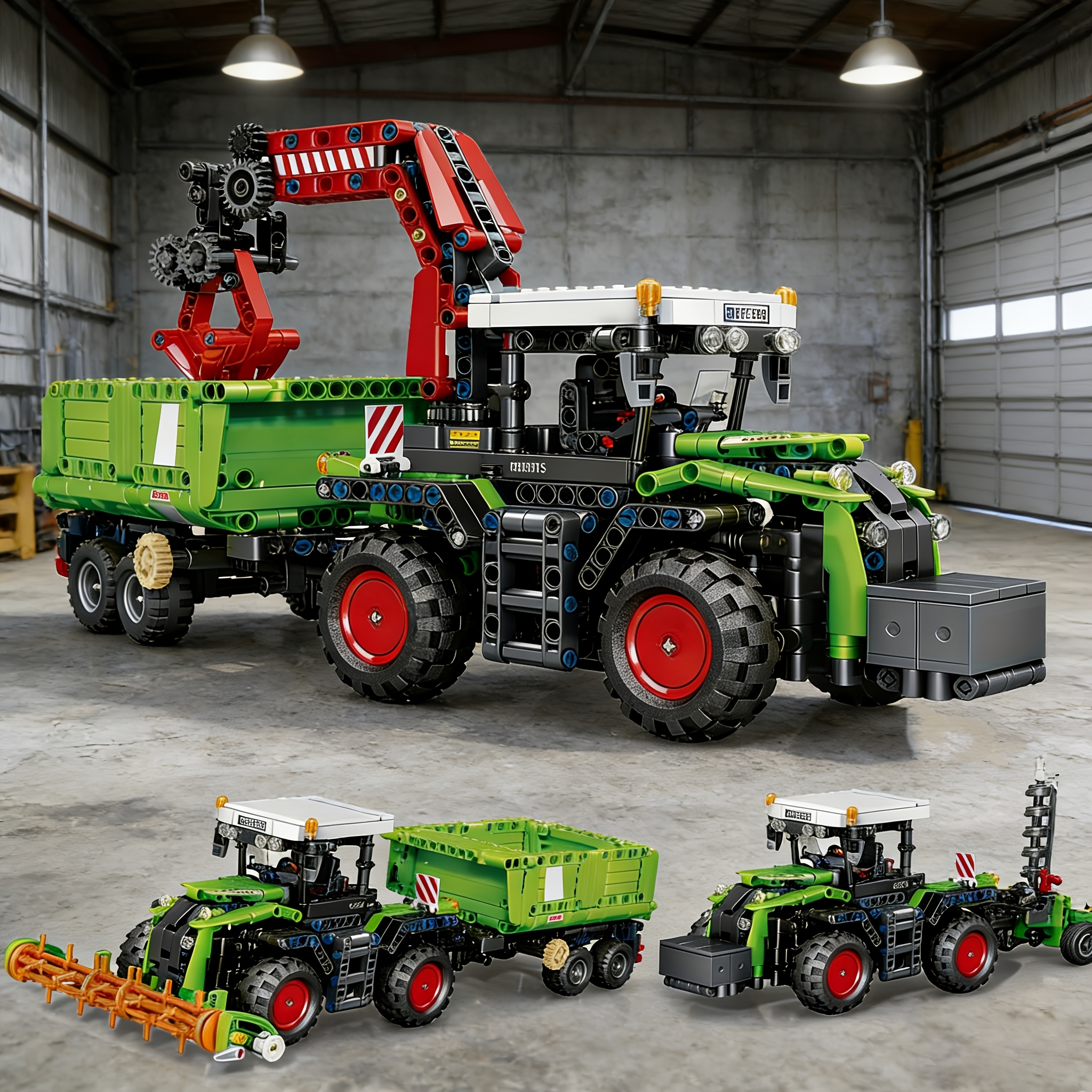 1481-teiliges kreatives baustein-set, mit einem drei-in- -design von traktor, erntemaschine und lkw-bauernhof-elementen, fördert die kreative fähigkeit von erwachsenen und dient als kreatives geschenk