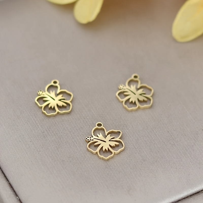 Image of 3pcs Stainless Steel Hollow Flower Pendant Charms For Jewelry Making Tassels Earrings Necklace Bracelet Additions