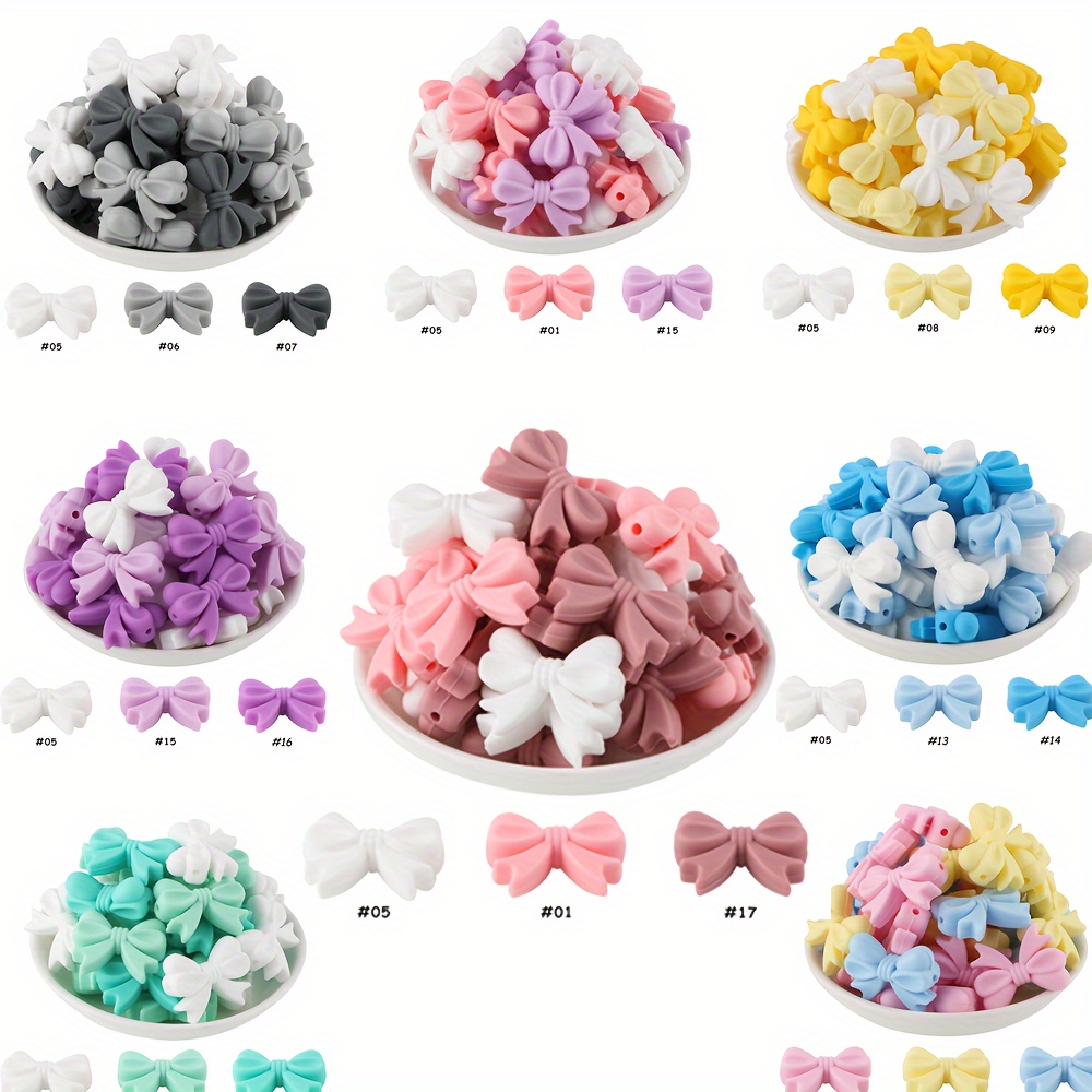 

Silicone Bow Beads Assortment, 10pcs - Colorful Bow Shaped Silicone Beads For Diy Crafts, Jewelry Making, Bag Charms & More, Multi-colored