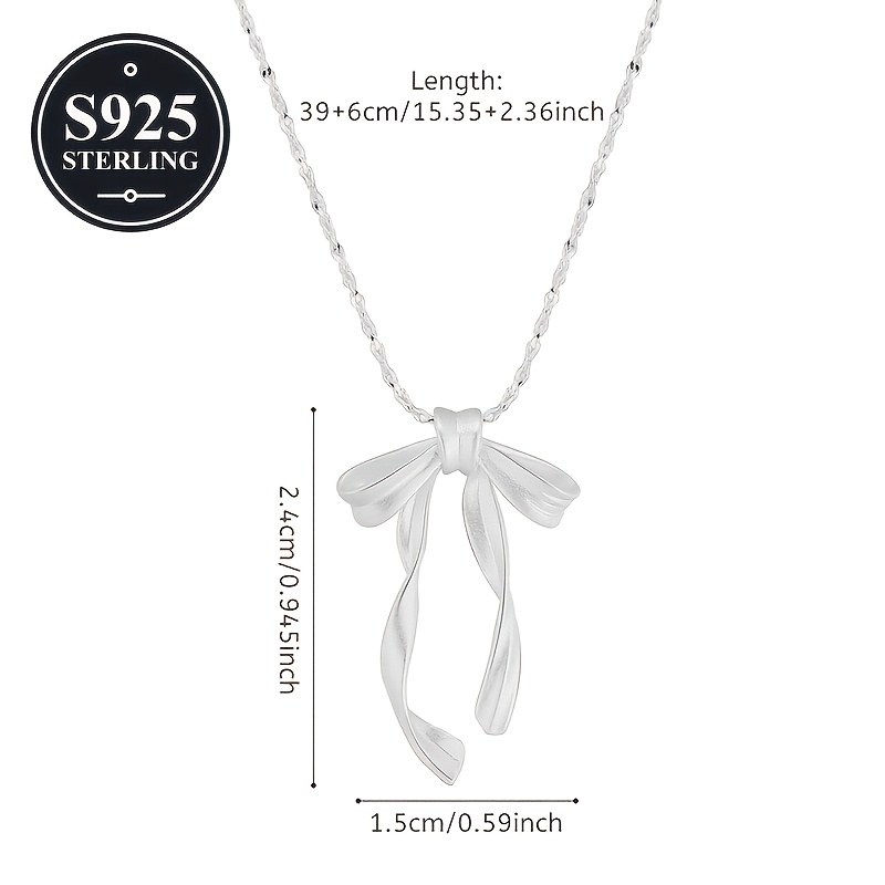 Women's Matte Ribbon Bow Necklace, K Plated Minimalist Design