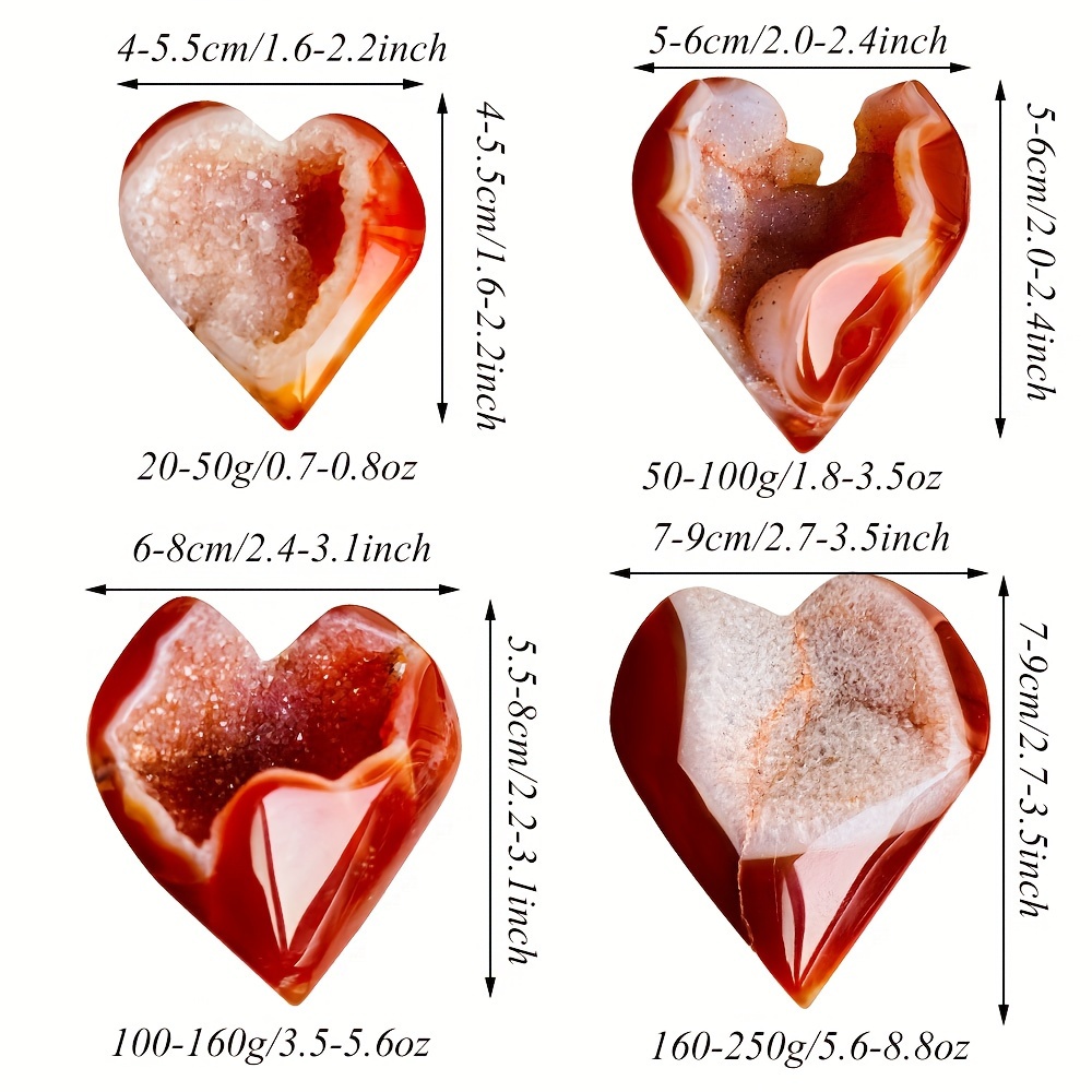 Red Agate Heart Shaped Geode Crystal Cluster with Natural Patterns