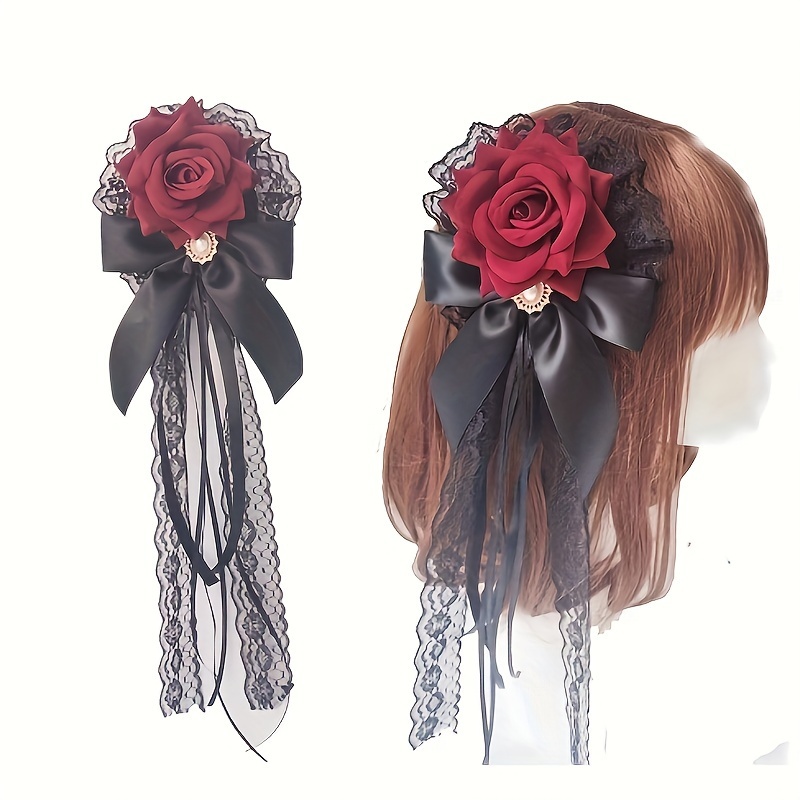 

1pc Gothic Rose Hair Clip, Elegant And Accessory For Women Decoration