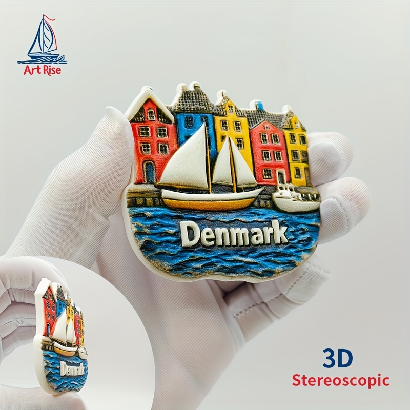 Image of A Danish White Sailboat Fridge Magnet, Perfect As A Travel Souvenir Or Festive Gift, Ideal For Kitchen Decor And Home Decoration, Featuring -dimensional Magnetic Art Piece
