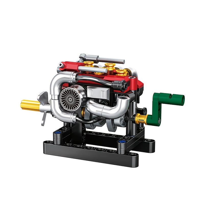 TEMU Assembled Mechanical Engine Structure Building Blocks, Block Model, Durable Abs Material, Realistically Reproduces Engine Working , Model Kit
