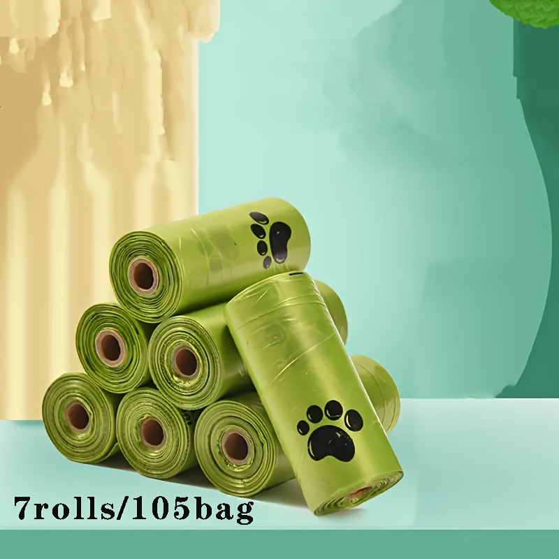 E-shop 105 Stk./7 Rollen, 210 Stk./14 Rollen auslaufsichere & geruchsresistente Hundeabfallsäcke mit Pfotenabdruck-Design - 10/ Stk. tragbare