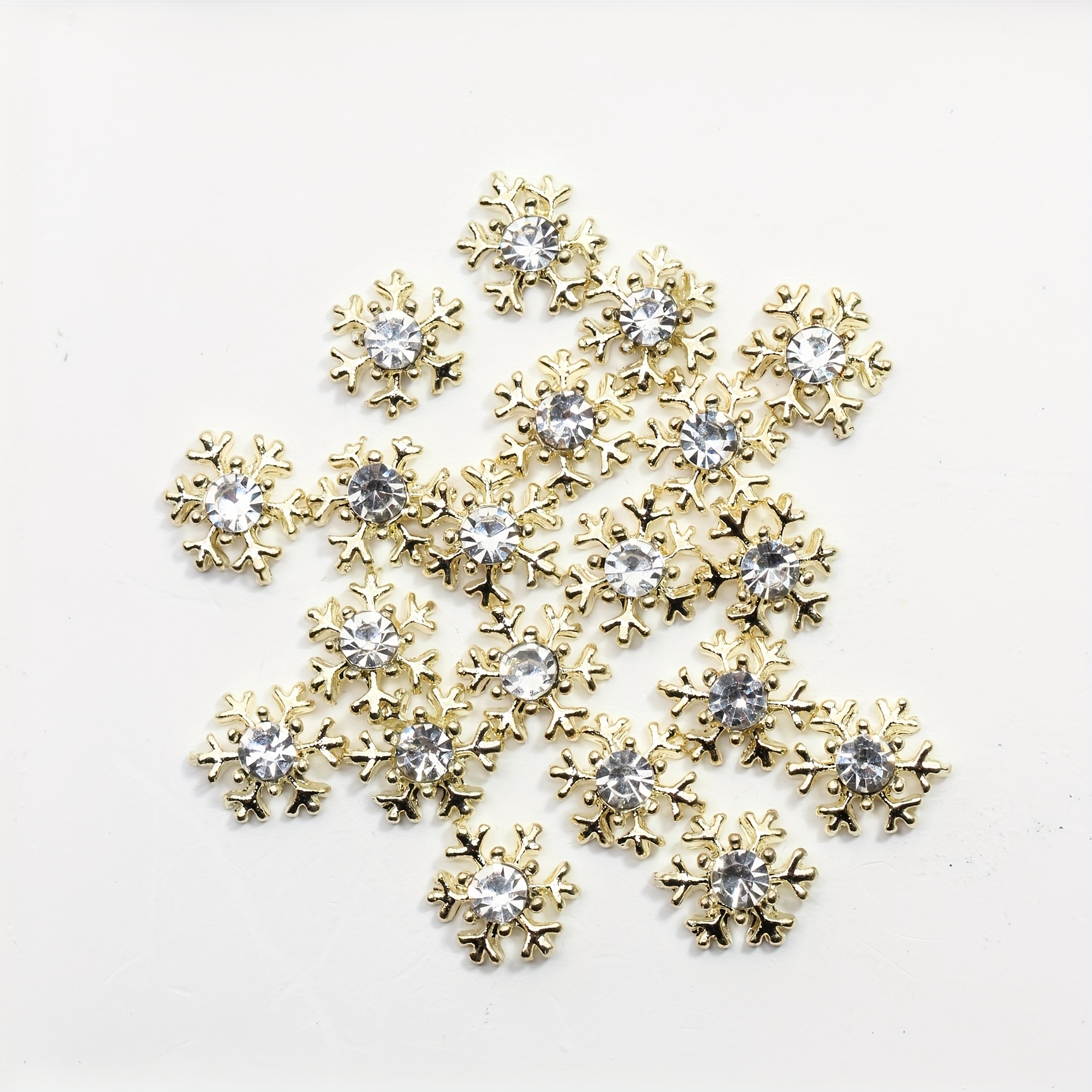 Image of 20pcs Of Snowflake Alloy Nail Additions, Crystal Christmas Nail Decorations, Unscented, Suitable For Jewelry, Bags, Clothing, Shoes, Phone Cases, And Holiday Matching