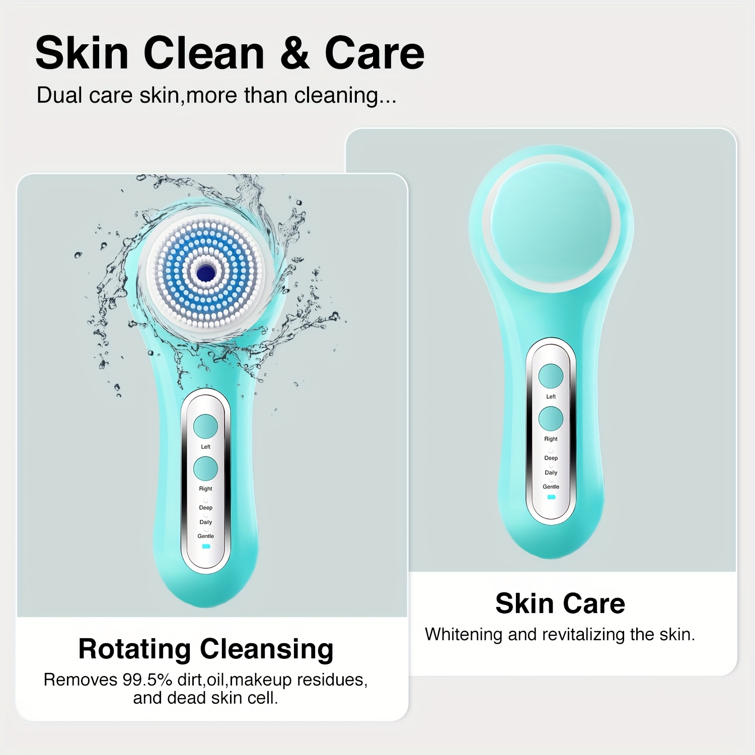 Rechargeable Face Scrubber & Exfoliating Brush, 5 Brush Heads, 3 Modes (Gentle/Deep/Daily), USB Charging with Stand Base - Perfect for Makeup Removal, Deep Cleansing & Massaging, Hypoallergenic Design, Facial Light Beige Care Gift for Mom On Mother's Day