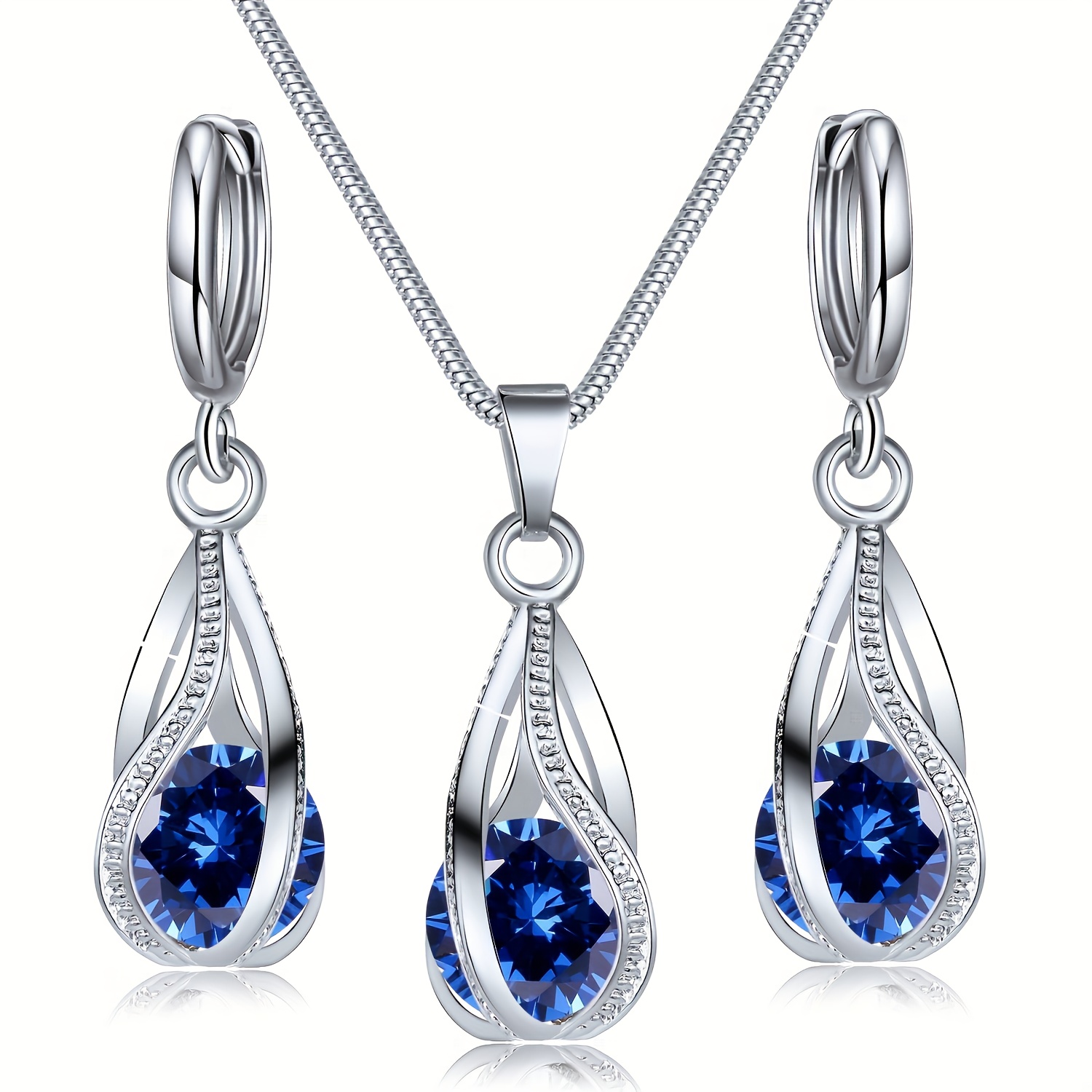 TEMU 3pcs Fashion -like Pendant Earrings And Necklace Set
