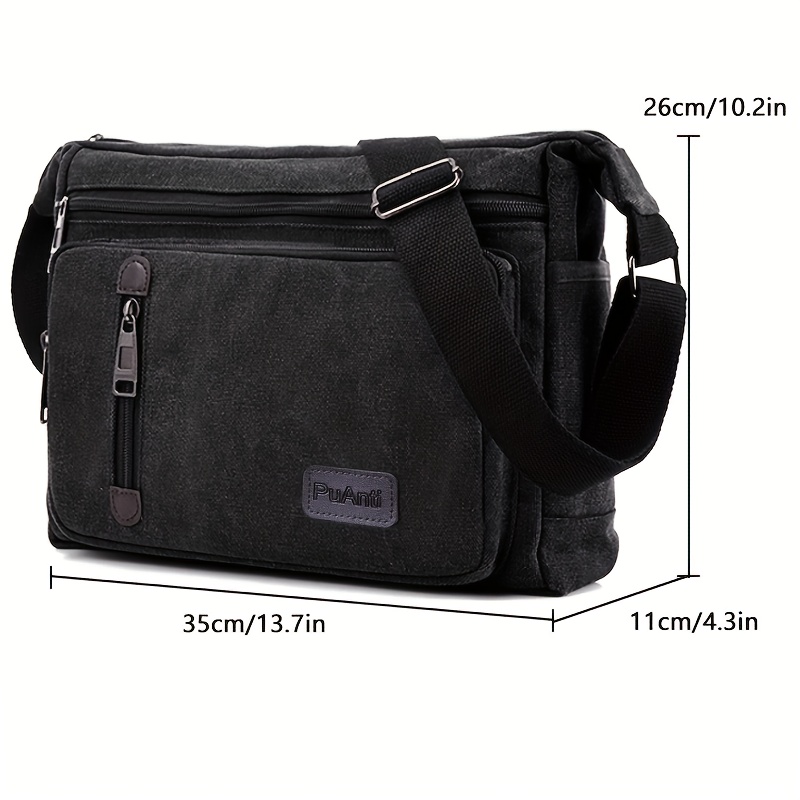 Canvas Crossbody Bag, Single Shoulder, Large Capacity, Multi-pocket Bag