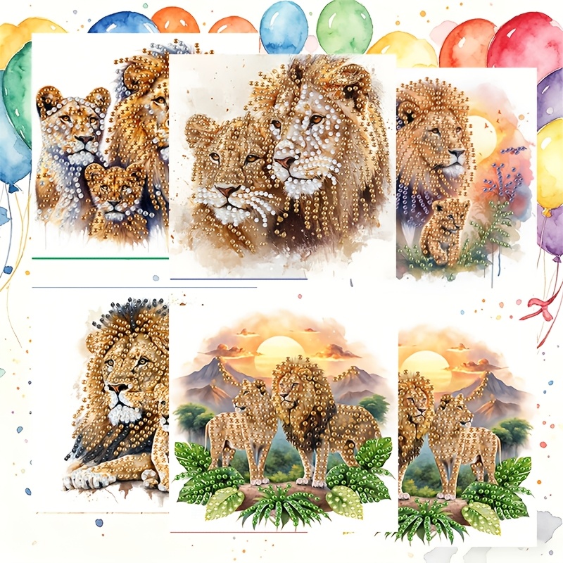 TEMU 6pcs Diy Unique New Diamond Painting Greeting Card Set, And Design Cards, Birthday And Holiday Greeting Cards, Adult Handmade Craft Party Gifts,