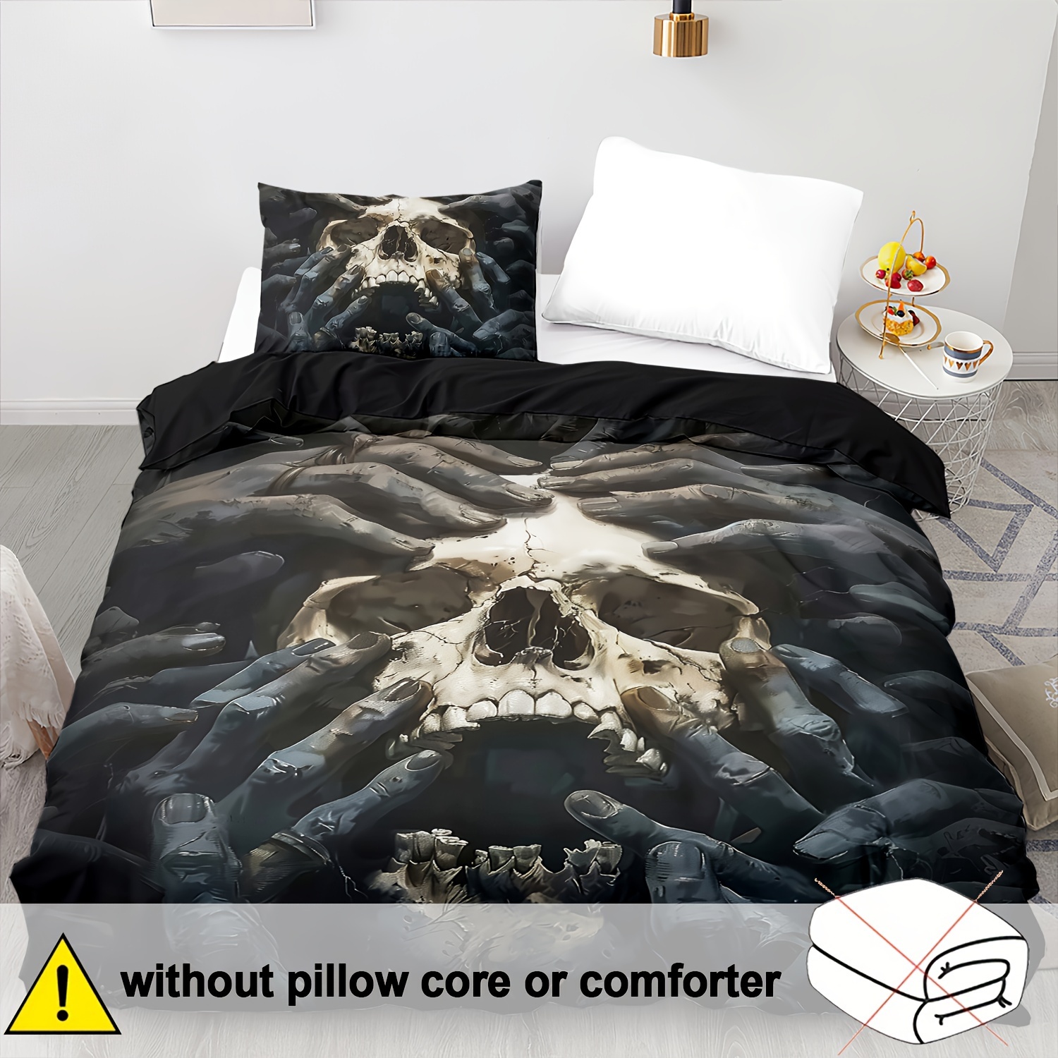 TEMU 2/3pcs Duvet Cover Set, Soft And Comfortable Gothic Duvet Cover, Bedding Set, Duvet Cover, Gothic Bedding Set, Skeleton Duvet Cover Set (1*duvet